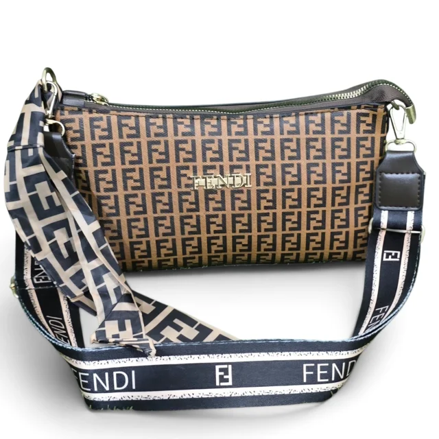 کیف زنانه رودوشی قایقی طرح FENDI با کروات